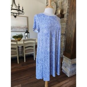 Talbots Large Petite Blue Paisley Casual Jersey‎ Stretch Tshirt Swing Dress